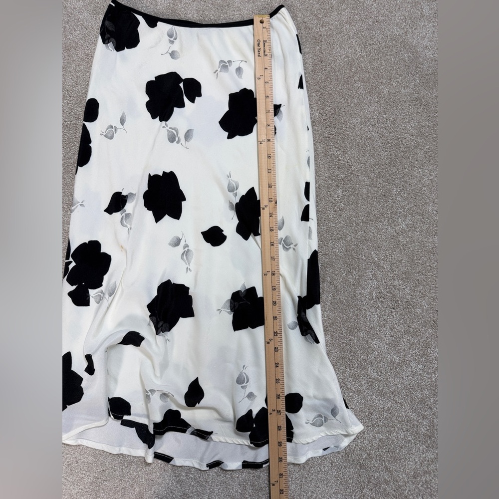 Vintage Arden B Black and White Floral A-Line Slip Skirt size 6 - Picture 10 of 10